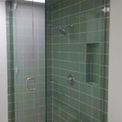 Shower Glass Doors with Green Tiles